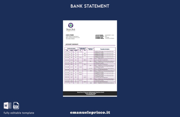 modello di parola di estratto conto bancario Pakistan Meezan stile verificato